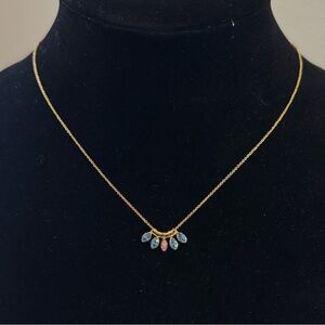 Gorjana gold Rumi Burst adjustable necklace (aqua/fucshia)